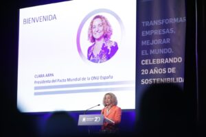 Clara Arpa, Presidenta del Pacto Mundial de la ONU España en el discurso de bienvenida